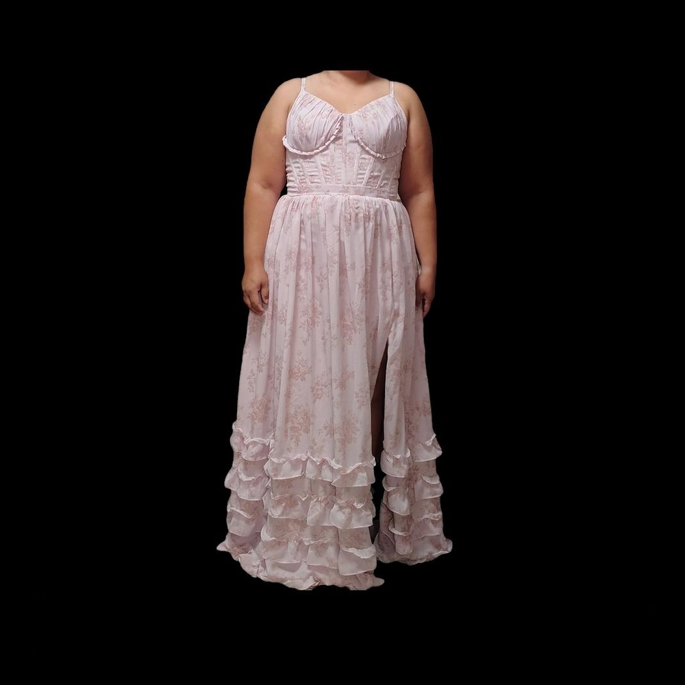 Elegant Pink Floral Maxi Dress